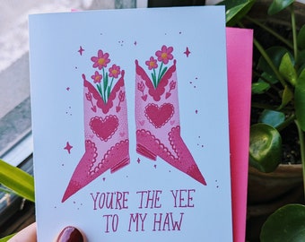 Yee to My Haw Cowboy Valentine-wenskaart