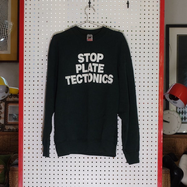 VTG Stop Plate Tectonics sweatshirt (RTC) Adult XXL Heavy Fruit of the Loom Made in Usa 50/50 blend