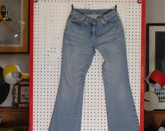 Vtg 90s United Colors of Benneton Light Wash Flare Jeans // Faded 00s