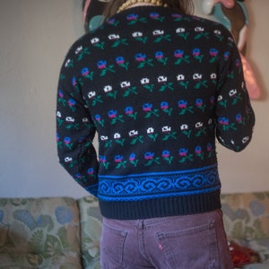 Vintage B. Altman&#39;s Knit Floral Sweater Sweater Fifth Ave, New York Made in Italy