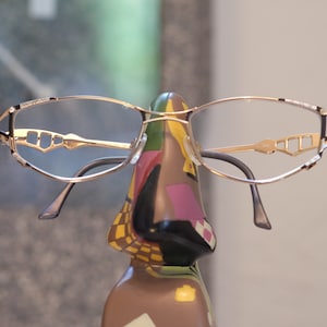 Cazal Mod 438 Col 190 Eyeglass Frames RARE // Glasses Gold Tone with  Faux Diamonds with Black and Silver Accent