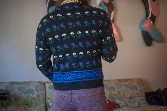 Vintage B. Altman's Knit Floral Sweater Sweater F… - image 1
