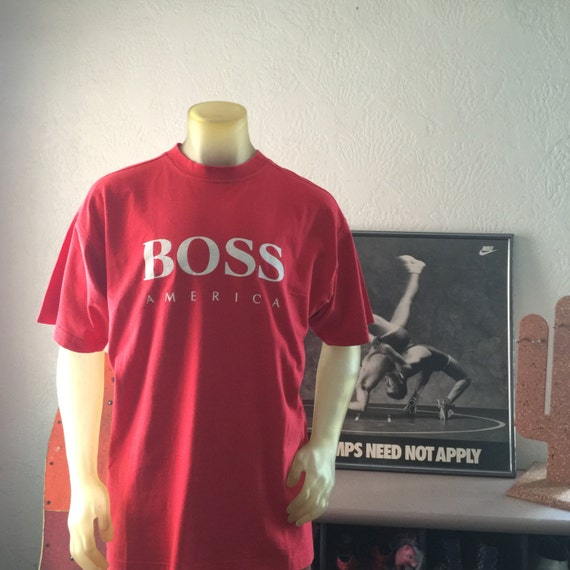 BOSS AMERICA Red Shirt 1990s | Etsy