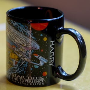 1997 Star Trek The Experience Las Vegas Hilton &quot;Harry&quot; Coffee Mug // 90s Graphic Mug