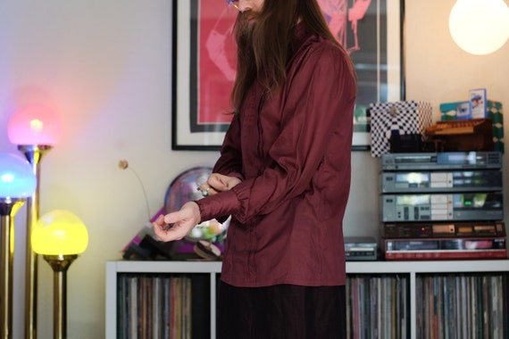 Vintage Oxblood/Maroon Blouse // 70s 80s Office W… - image 3