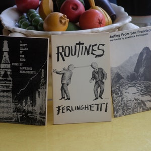 Trzy książki Lawrence'a Ferlinghettiego z lat 60. // Zaczynając od Sanfrancisco, Rutyny, Coney Island umysłu // Poezja i sztuki
