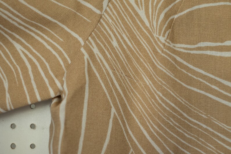 Vtg Eve le Coq Beige and White Linen Jacket 1960s Wide Cuff Elegant Floor Length Coat