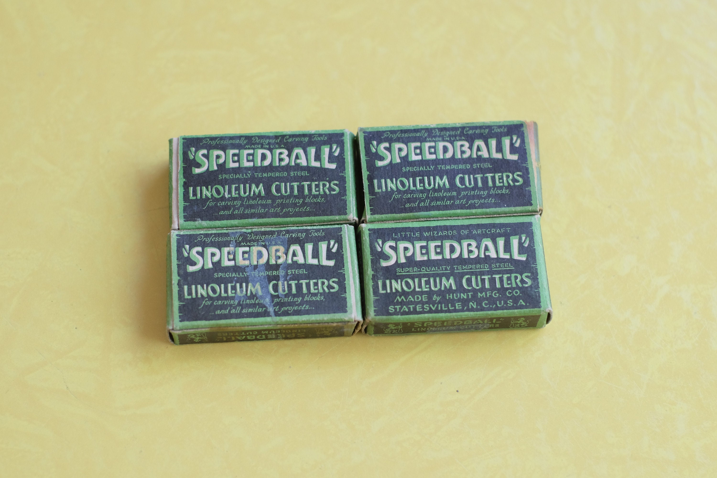 Four Boxes Vintage Speedball Linoleum Cutters Sizes No. 1, 2, and 3 //  Graphic Design Print Box Art -  Denmark