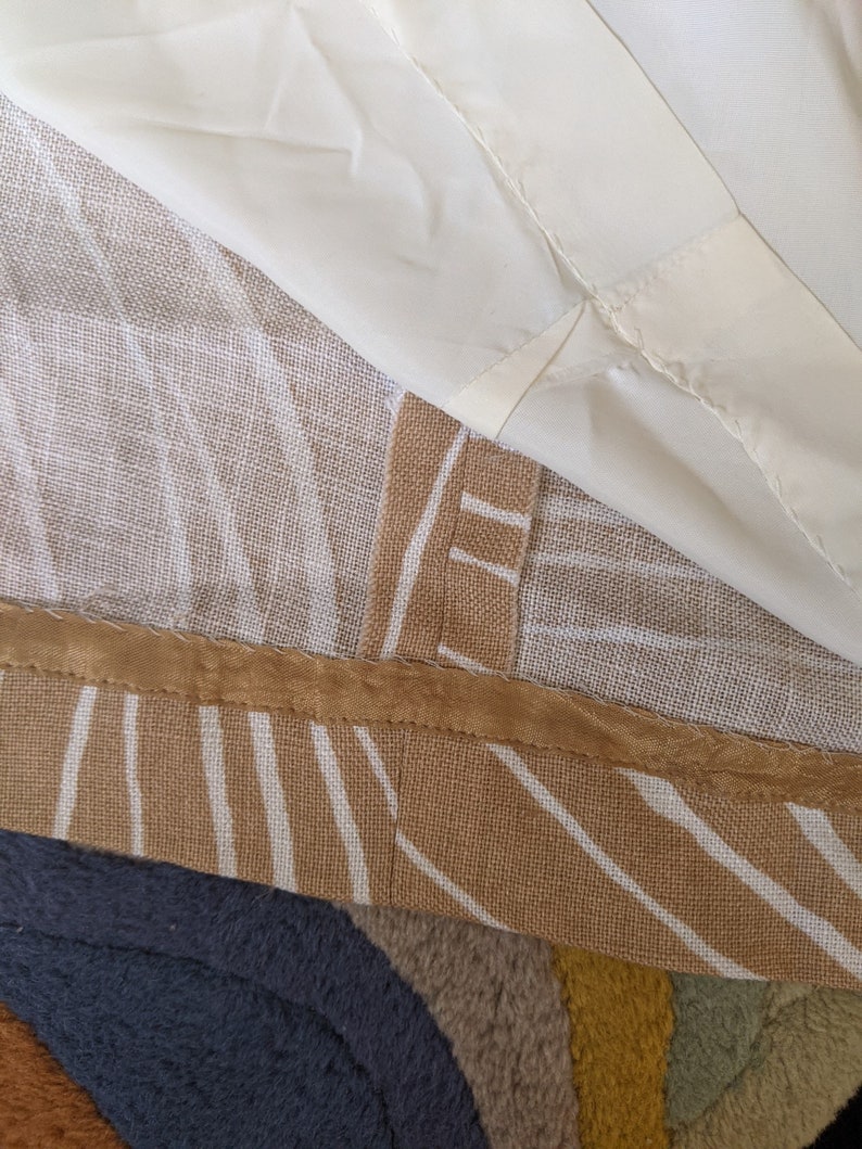 Vtg Eve le Coq Beige and White Linen Jacket 1960s Wide Cuff Elegant Floor Length Coat