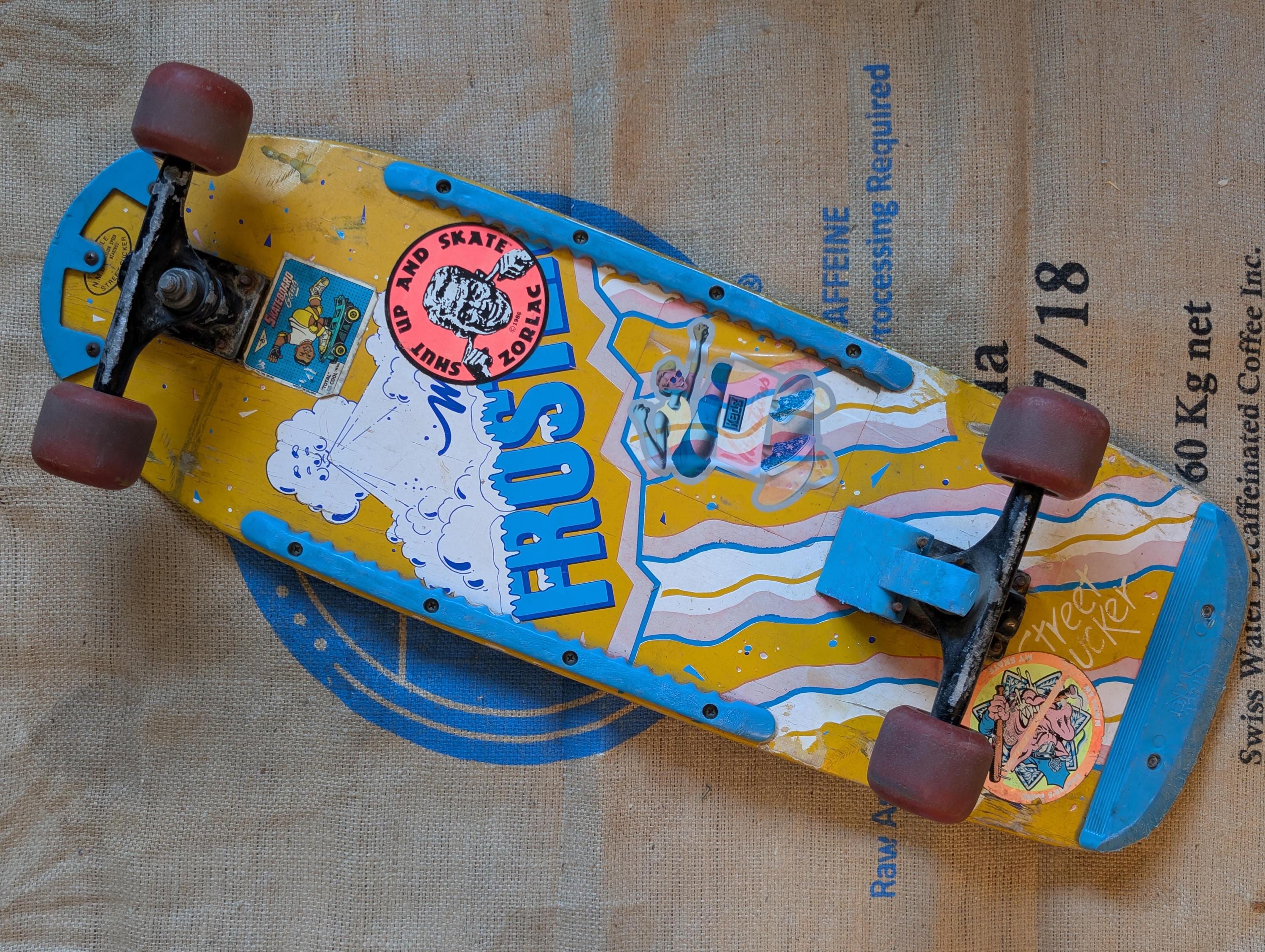 Vintage 1980s Street Sucker Skateboard Mac's Froster With Rail