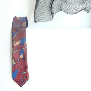 Corbata de diseño abstracto de principios de los 90 // Orbes, curvas, ángulos, PoMo