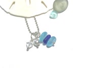 Stacked Sea Glass Necklace Beach Glass Jewelry Sea Glass Trio Pendant