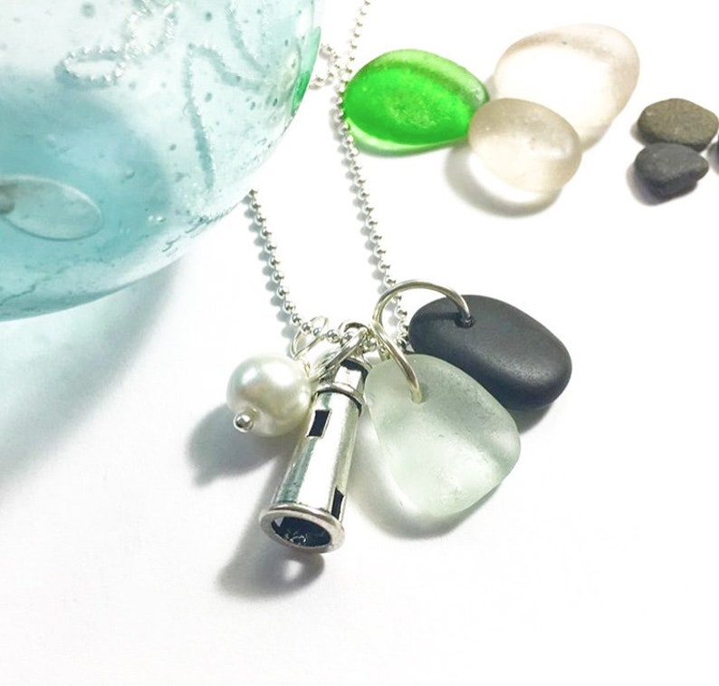 Sea Glass Necklace Oregon Coast Sea Glass Jewelry Garden Leaf Seaside