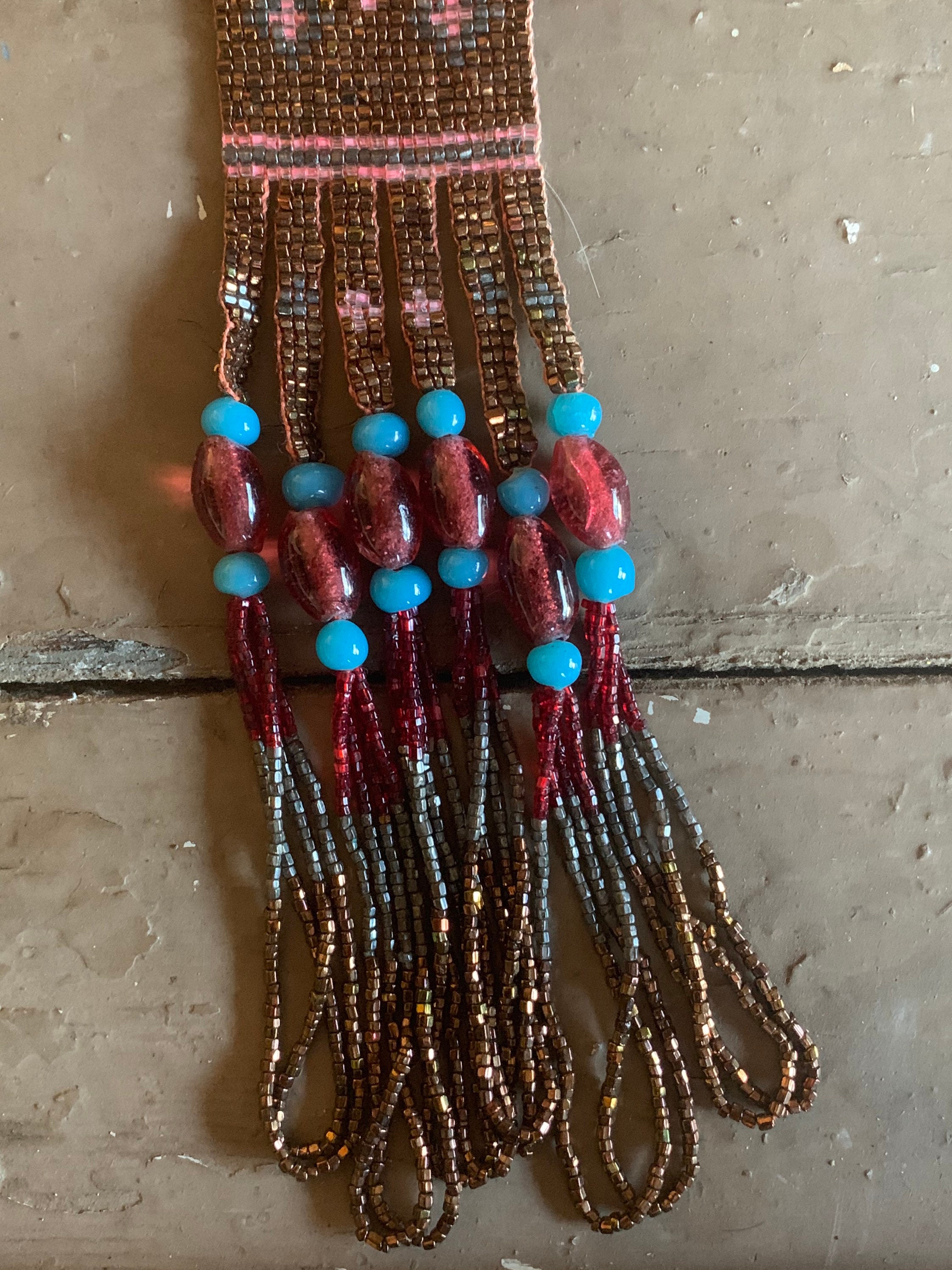 1920s Glass Seed Bead Native American Whirling Log Necklace Etsy