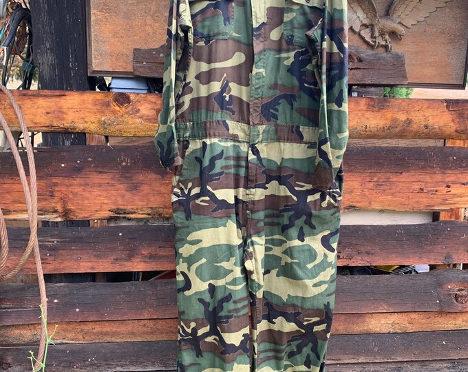 Vintage Caliber Sportsmans CAMO COVERALLS 100 Cotton Zip up M Etsy