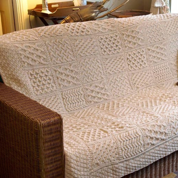 Manta tradicional irlandesa de patchwork, 100% lana
