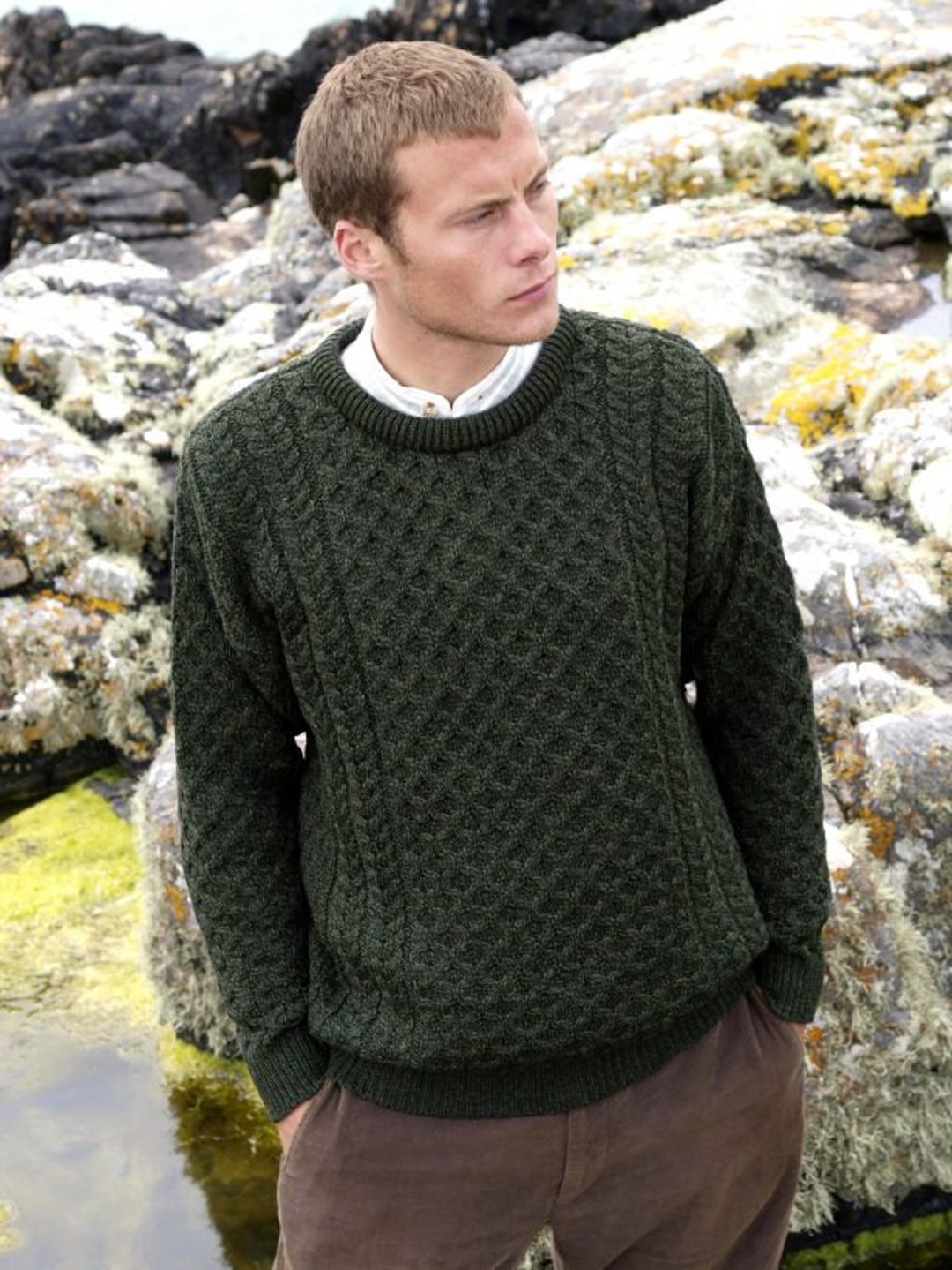 Traditional Aran Sweater, Irish Fisherman Sweater,100% Soft Merino Wool ...