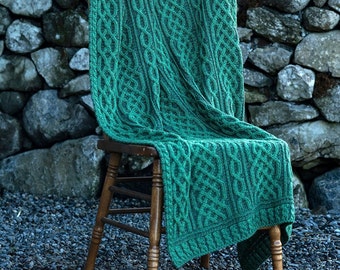 COUVERTURE IRLANDAISE ARAN - Vert