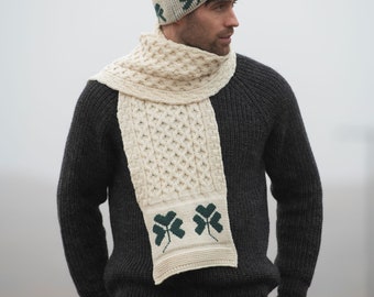 Aran Wool Sjaal- Shamrock - 100% Merino Aran Wol -Unisex