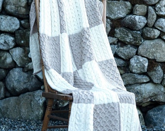 IRISH ARAN BLANKET- Two-Tone