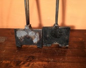2 Italian Cast Iron Waffle Pizzelle Ferratelle Stamp Decorative Rustic