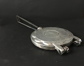 Large Italian Cast Iron Waffle Pizzelle Ferratelle Heart Stamp Mid Century
