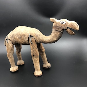 Rare Large Handmade Standing Wooden Camel