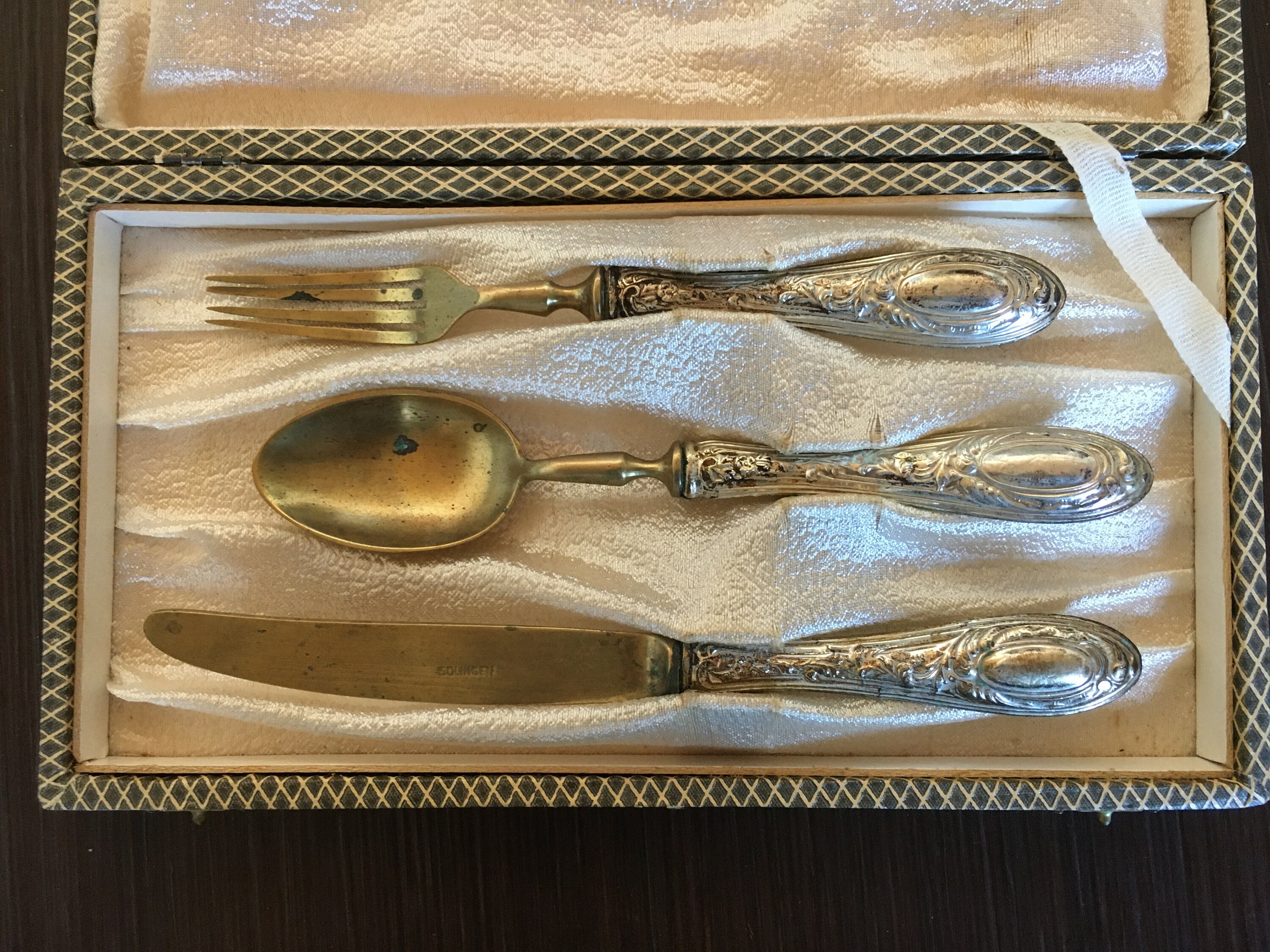 Set Solingen Silverware Knife Spoon Fork In Box Silver Plated Etsy