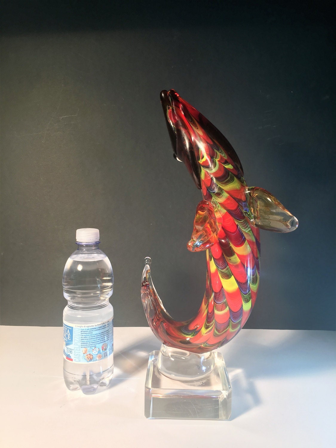 Large Murano Blown Glass Fish Sculpture 70s Black Red Gift Etsy