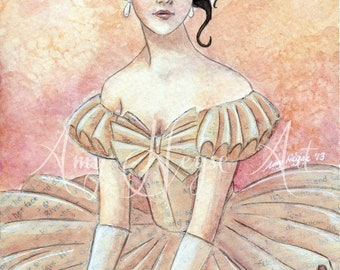 Clearance Sale - Paper Fan Dress- original watercolor painting