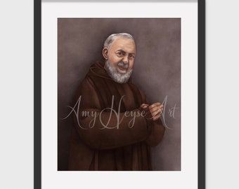 Padre Pio, Saint Pio of Pietrelcina; Catholic art print 5x7" or 8x10" unframed