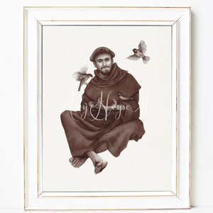 Saint Francis of Assisi; Catholic art print 5x7&quot; or 8x10&quot; unframed