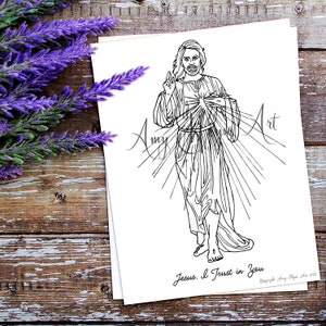 Divine Mercy Jesus - Catholic Coloring Page - Digital Download