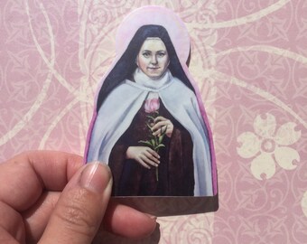 St  Thérèse of Lisieux die cut Catholic vinyl sticker