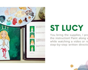 How to Paint St Lucy step by step directions and tutorial video link