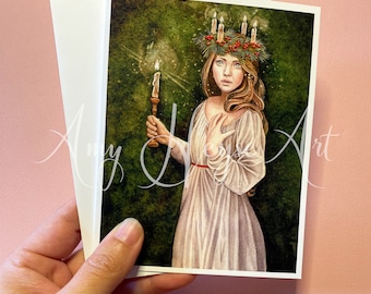 St. Lucy Set of 5 Greeting Cards - 4.25x5.5" A2 blank stationery with matching white envelopes