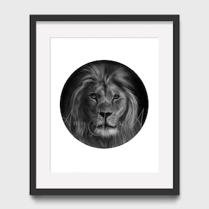 Aslan, the lion, the witch, and the wardrobe, black and white lion; art print 5x7&quot; or 8x10&quot; unframed