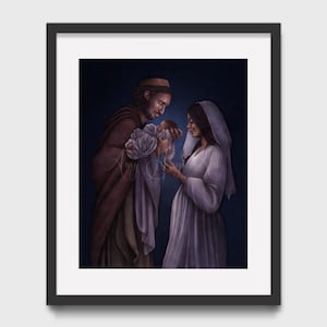 Holy Family - Jesus, Mary, and Joseph Catholic art print 5x7" or 8x10" unframed