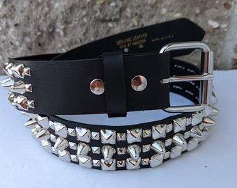 小物 PPFM Studs leather belt Vegan Friendly Material Belt 1-3/4
