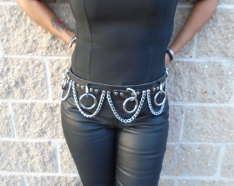 Draped Triple Layer Body Chain Link Silver Belt