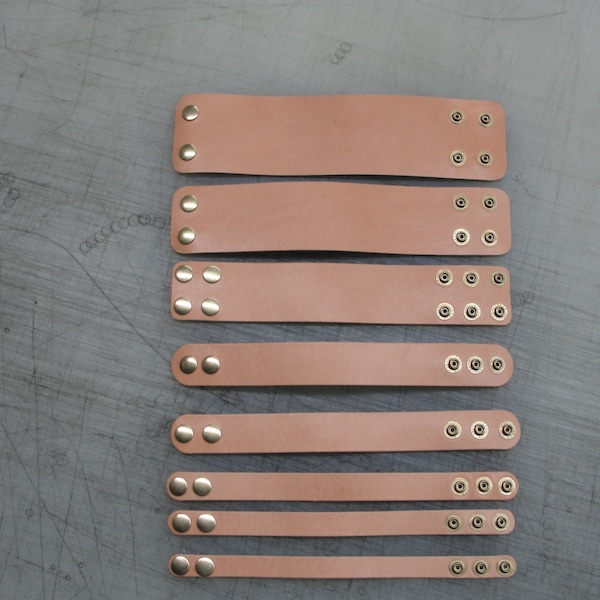 Blank Natural Tan Bracelet Plain Leather Wristband Adjustable Brass snaps Custom Cuff NY USA Bangle Thin to Thick widths Wholesale