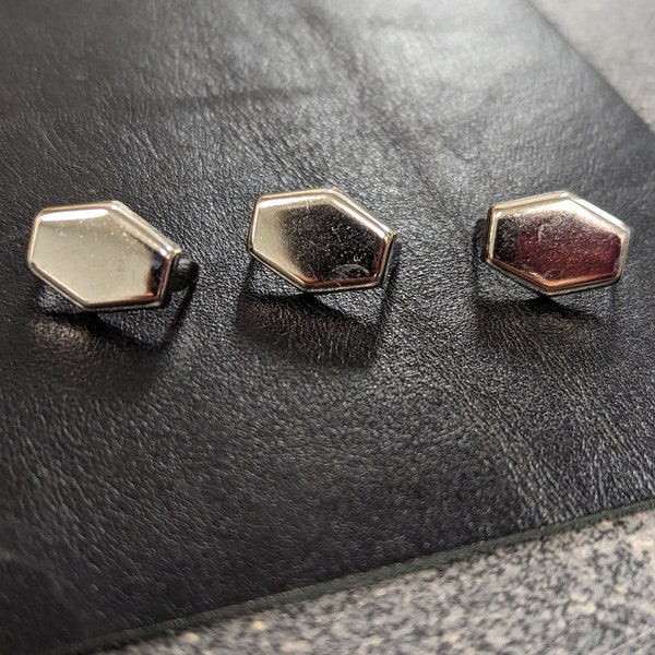 100 1/2" Brass Nickel plated hexagon diamond studs spots rivets nailheads tacks high quality leathercraft DIY 2 prong silver