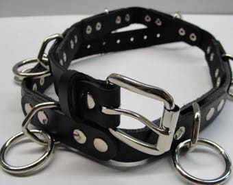 【AAKE】24FW★ OBLONG BELT RING TRAINING SL Steam Punk Halter Ring Belt Full Grain Black Leather Pieces