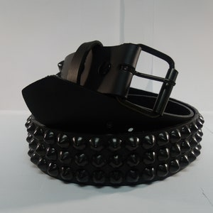 Vegan Friendly Material 1-3/4 45 mm Belt with 3 rows 1/2 13 mm Us/77 Cone Conical Studs Black/Matte Studded Spiked Made in U.S.A. NYC image 1