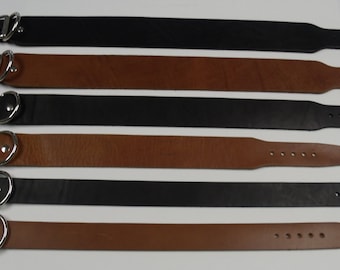 Handmade Full Grain Leather Dog Collar 1-1/2"  2"  2-1/2" Wide Black Brown Thick Heavy Duty Tough Durable Large Adjustable Manzoor