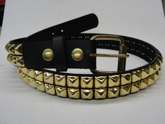 小物 pyramid studs belt made in USA 32 Two Row Pyramid Stud Belt Made In USA Genuine Leather Punk