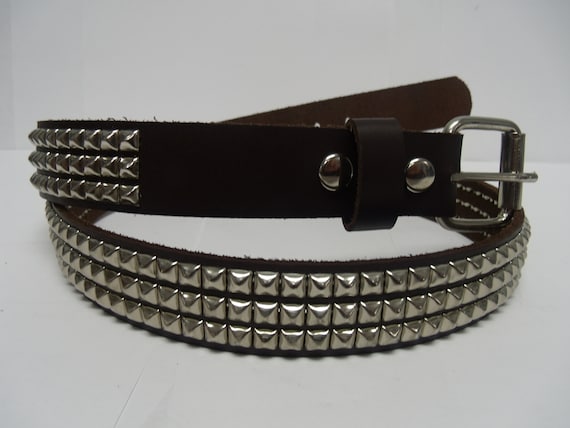 小物 brown silver studs leather belt brown leather belt with silver studs sz M | eBay