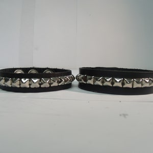 Premium Studded Leather Bracelet Wristband Cuff with 1/4 Pyramid Square Studs Spikes Made in USA NYC 1 2 3 4 and 5 Row image 3