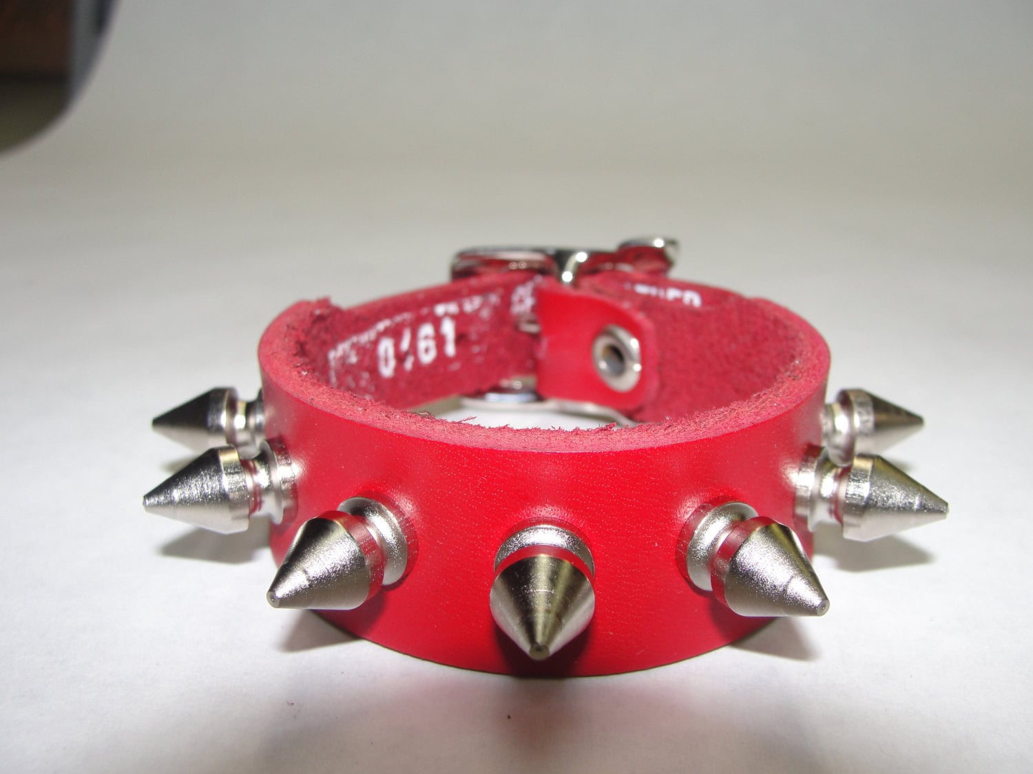 Premium Full Grain Leather Spiked Wristband With Buckle Tree Etsy