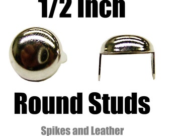 Made in U.S.A. 1,000 pcs Dome Shaped Round Studs 1/2" Nailhead 13mm Spot Tack Spikes Chrome/Silver Jackets Vests Sneakers Hats Caps DIY Spot